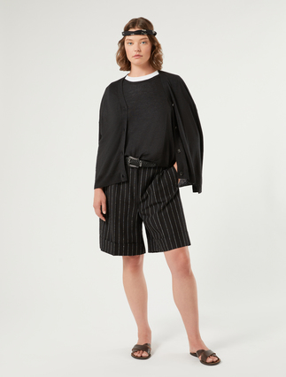 Viscose and linen canvas Bermuda shorts - Marina Rinaldi