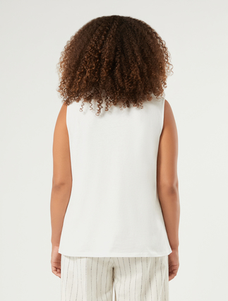 Pure linen top - IVORY - Marina Rinaldi - 4