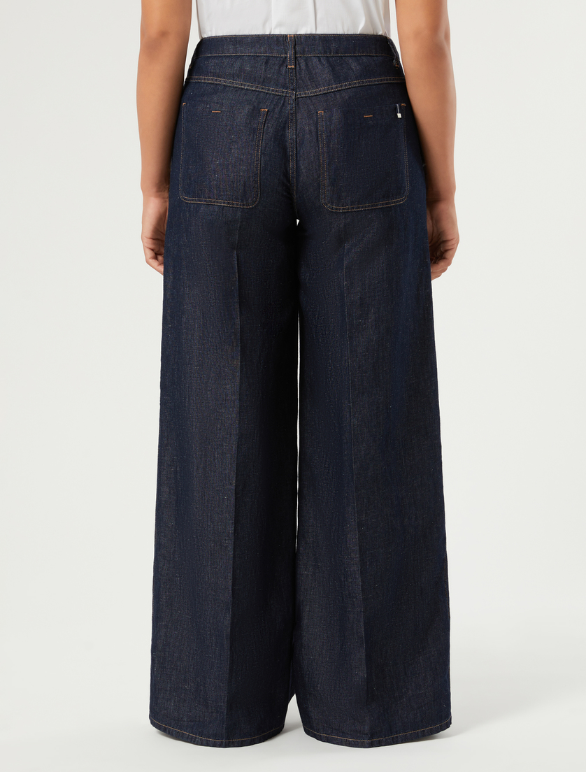 Cotton and linen denim jeans - NAVY - Marina Rinaldi - 4