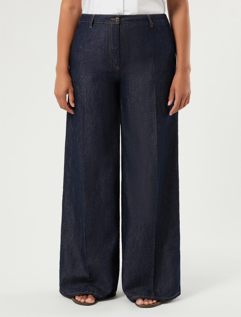 Cotton and linen denim jeans - NAVY - Marina Rinaldi - 3