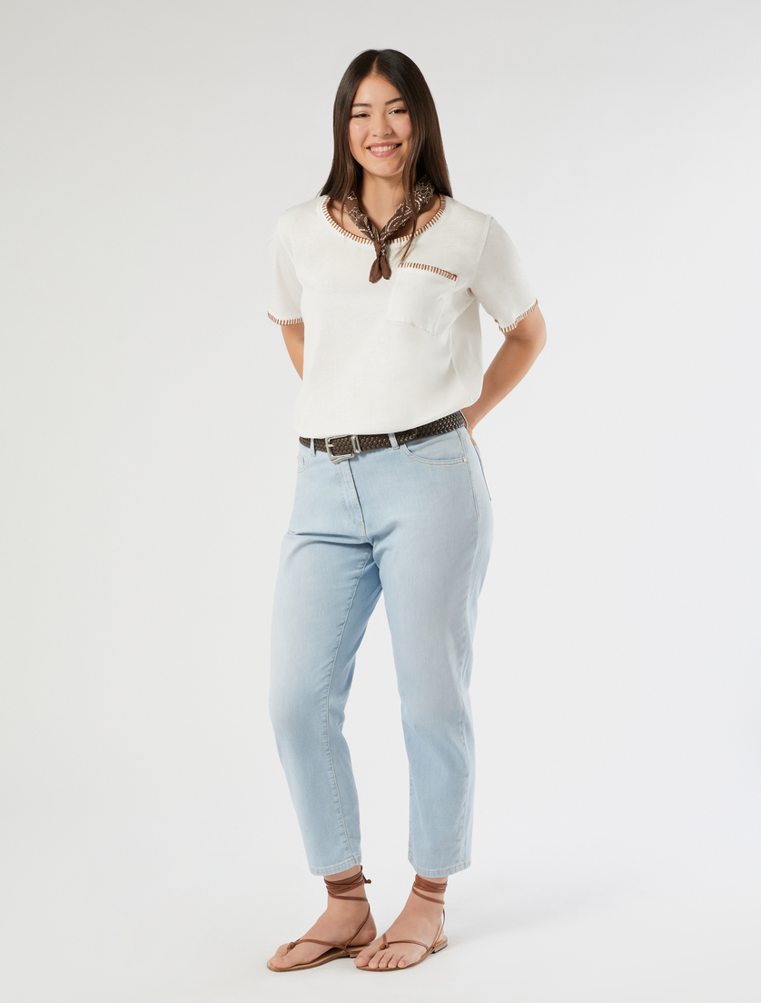 Slim-fit Tencel cotton jeans - LIGHT BLUE - Marina Rinaldi - 2