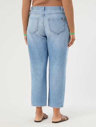Stretch denim barrel-leg jeans - MIDNIGHTBLUE - Marina Rinaldi - 4