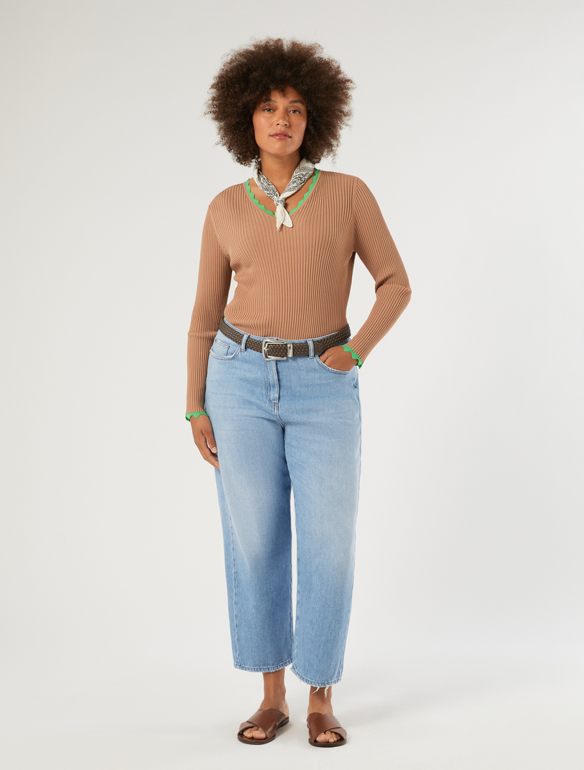 Stretch denim barrel-leg jeans - Marina Rinaldi