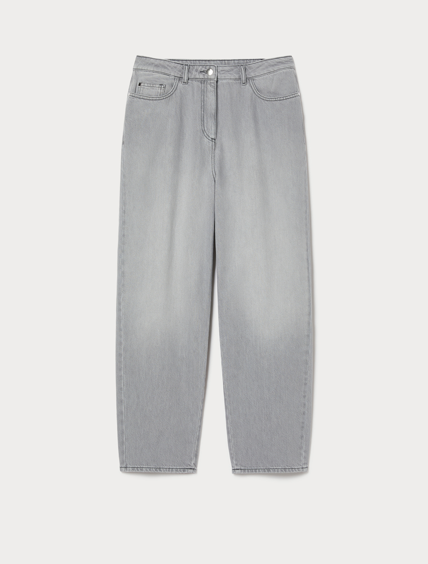 Stretch denim barrel-leg jeans - MEDIUM GREY - Marina Rinaldi