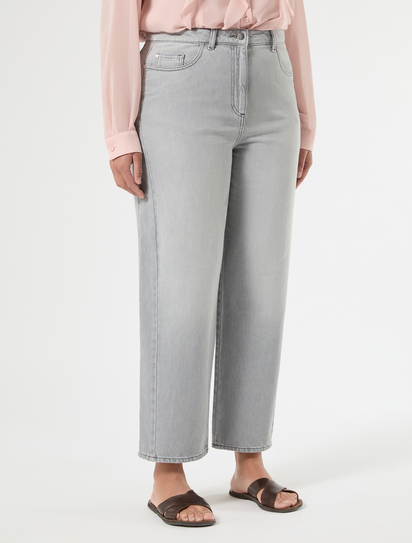 Stretch denim barrel-leg jeans - MEDIUM GREY - Marina Rinaldi - 3