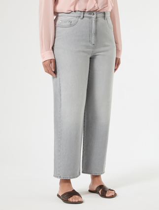 Jeans barrel in denim stretch - GRIGIO MEDIO