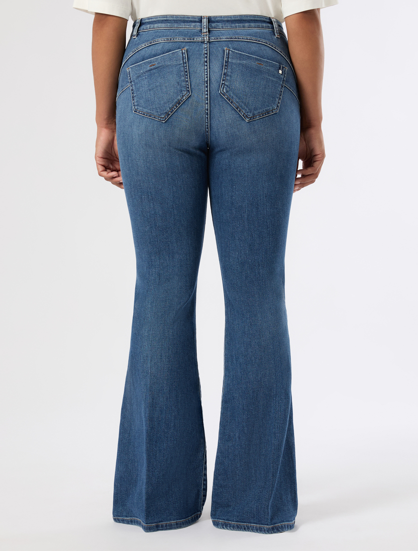Flared cotton denim jeans - MIDNIGHTBLUE - Marina Rinaldi - 4