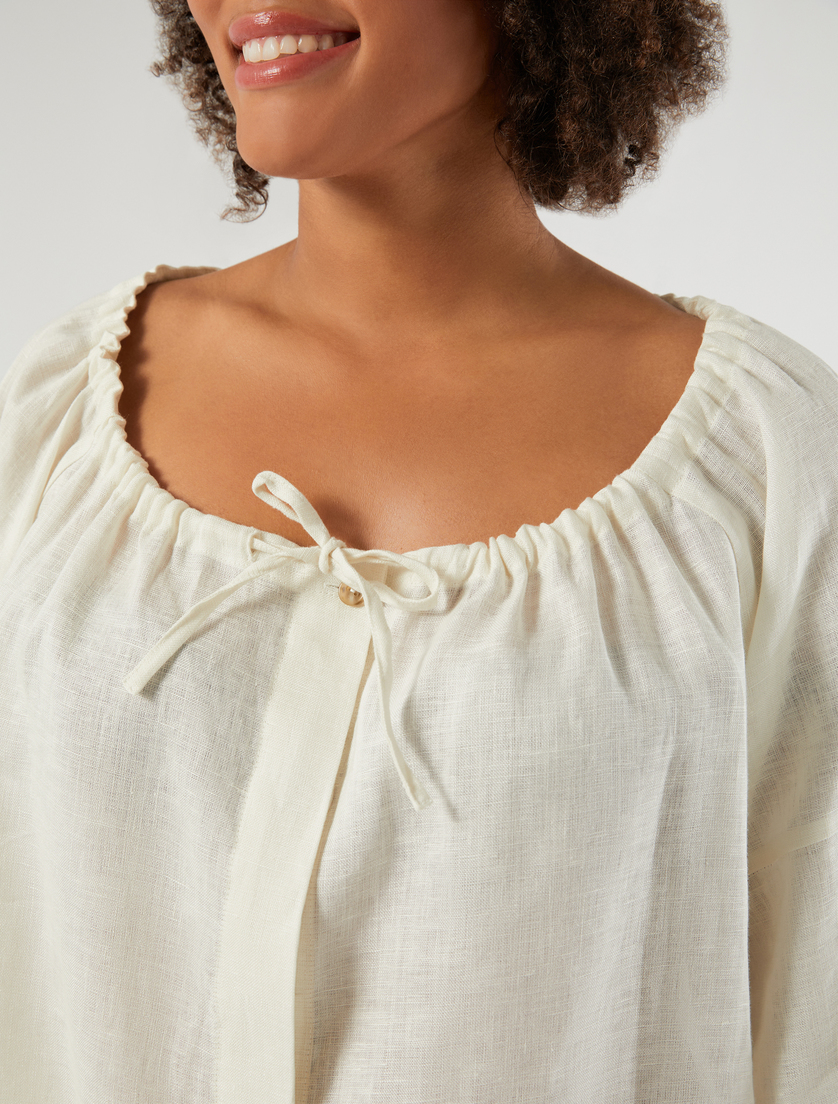 Pure linen blouse - IVORY - Marina Rinaldi - 5