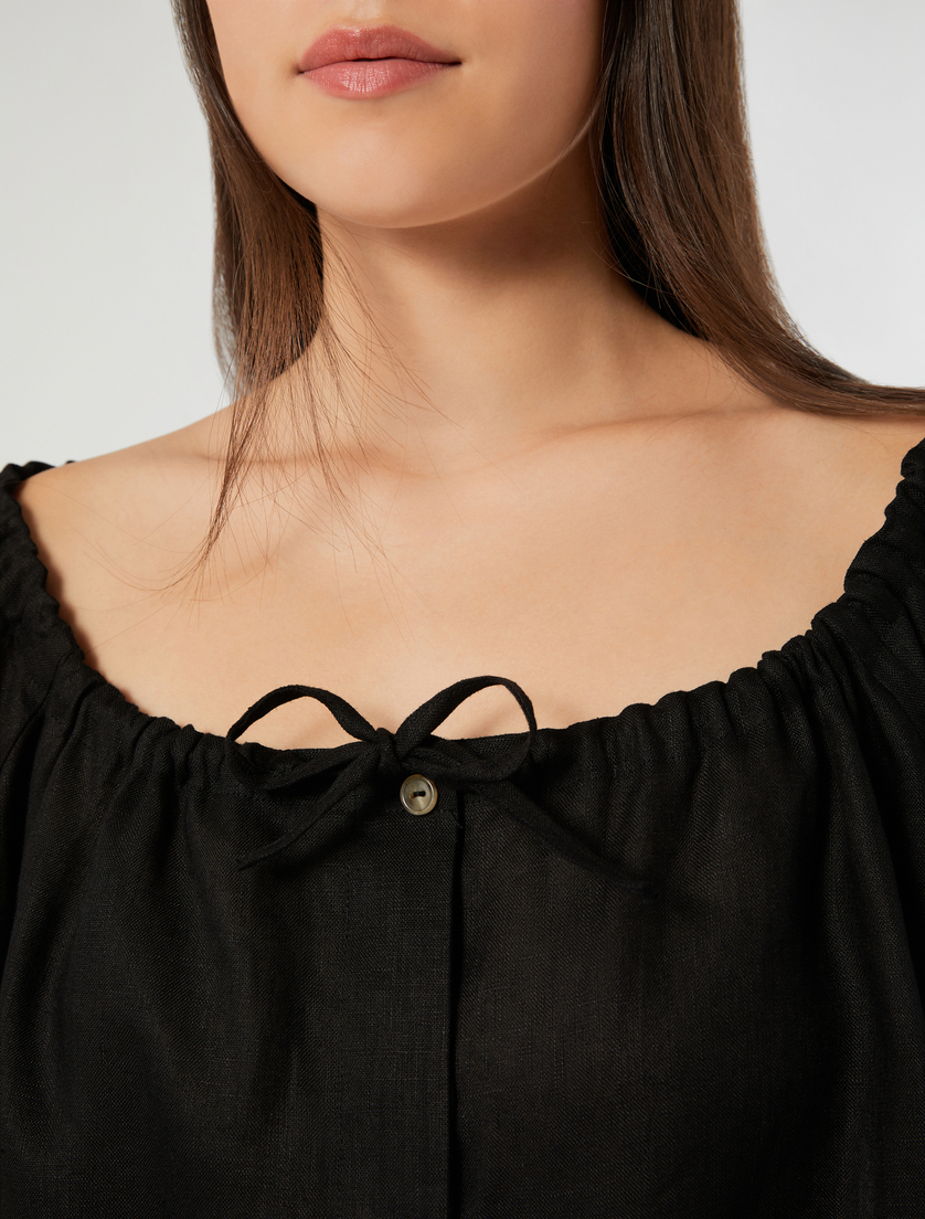 Pure linen blouse - BLACK - Marina Rinaldi - 5