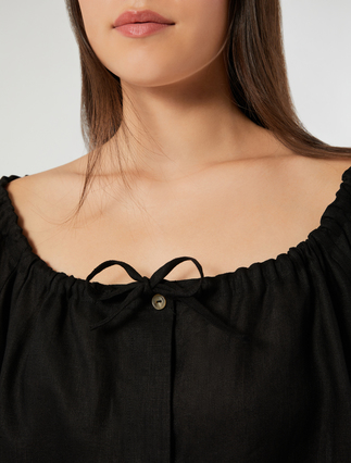 Pure linen blouse - BLACK - Marina Rinaldi - 5
