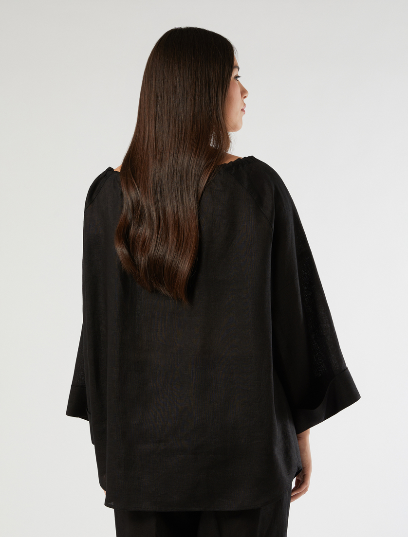 Pure linen blouse - BLACK - Marina Rinaldi - 4