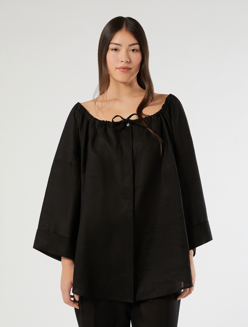 Pure linen blouse - BLACK - Marina Rinaldi - 3