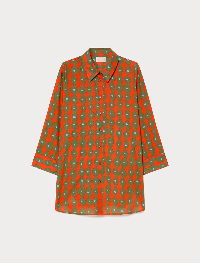 Cotton muslin tunic - CORAL - Marina Rinaldi