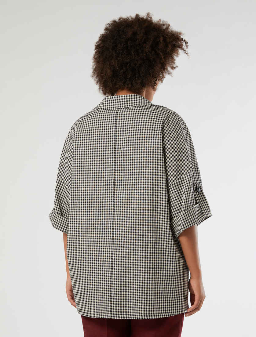 Cotton and linen canvas polo shirt - BLACK - Marina Rinaldi - 4