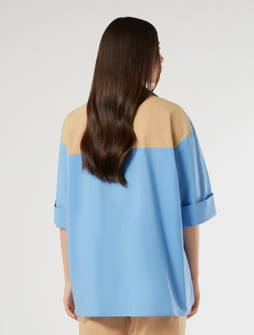 Tunika z popeliny bawełnianej - JASNONIEBIESKI - Marina Rinaldi - 4