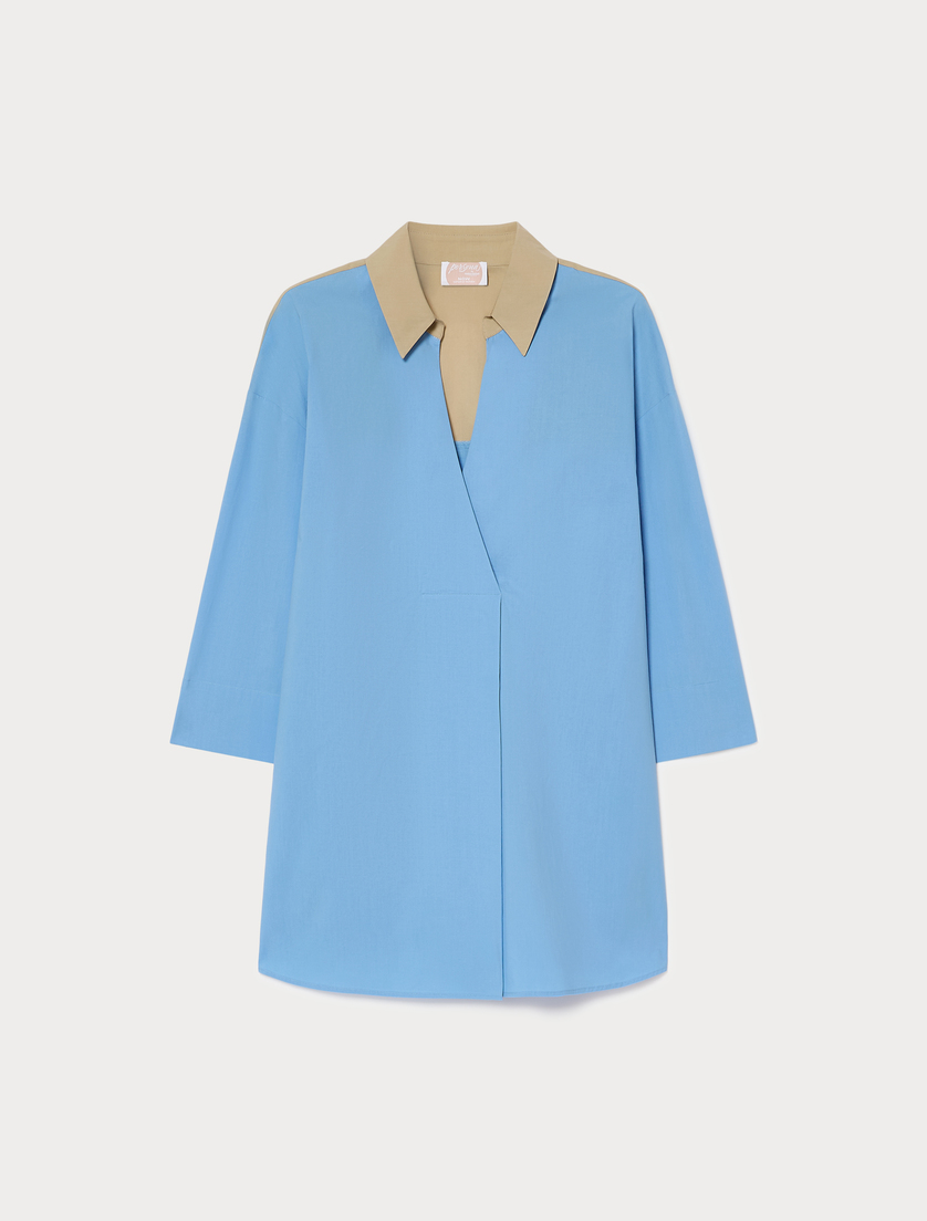 Tunika z popeliny bawełnianej - JASNONIEBIESKI - Marina Rinaldi