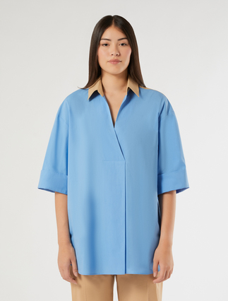 Cotton poplin tunic - LIGHT BLUE