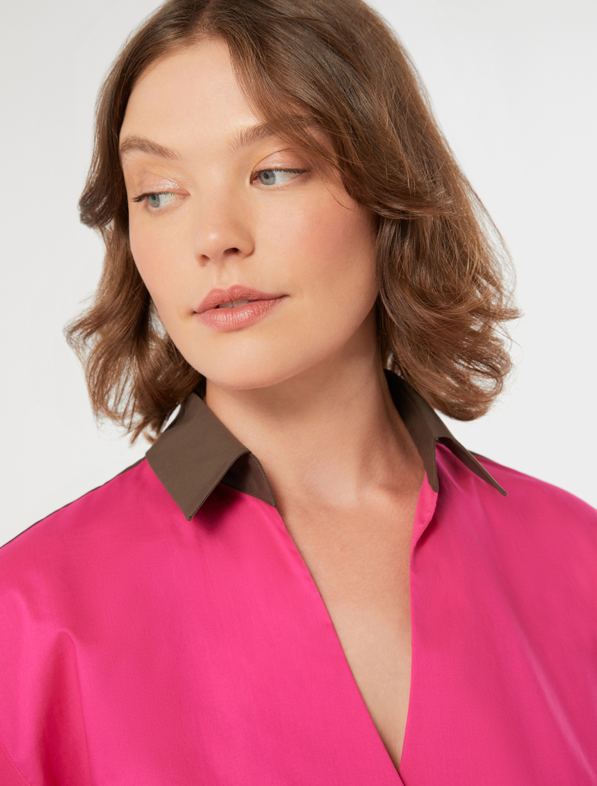 Tunika z popeliny bawełnianej - FUKSJOWY - Marina Rinaldi - 5