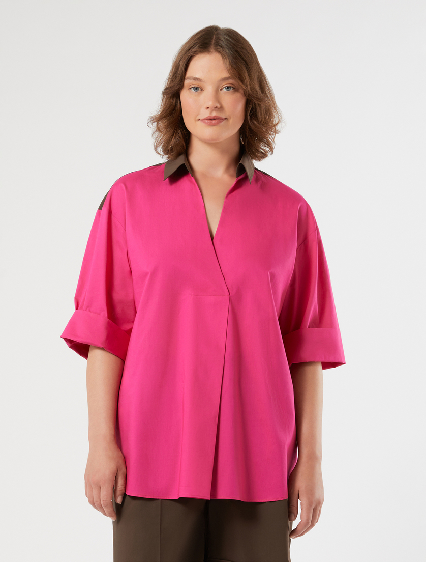 Tunika z popeliny bawełnianej - FUKSJOWY - Marina Rinaldi - 3