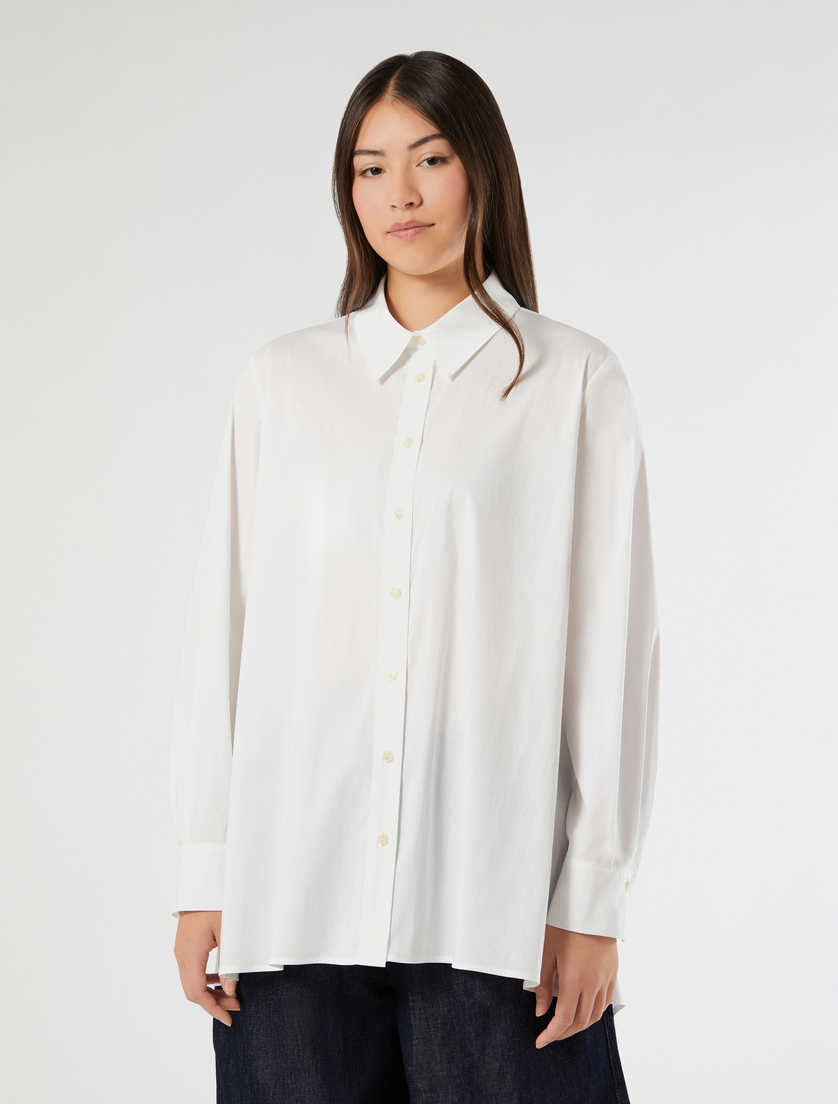 Oversized cotton poplin shirt - WHITE - Marina Rinaldi - 3