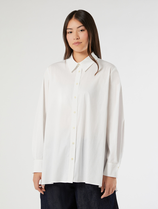 Oversized cotton poplin shirt - WHITE