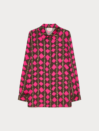 Koszula z satyny i wiskozowy - Marina Rinaldi