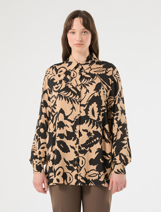 Bluse aus Viskosesatin - BEIGE