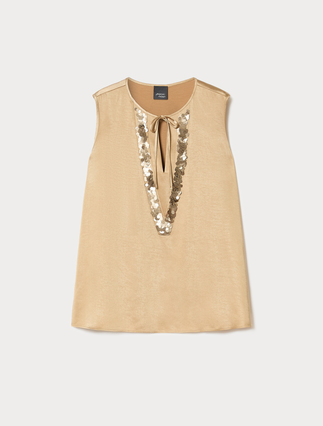 Satin top with sequin embroidery - Marina Rinaldi