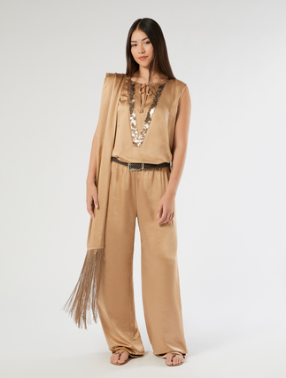 Satin top with sequin embroidery - Marina Rinaldi