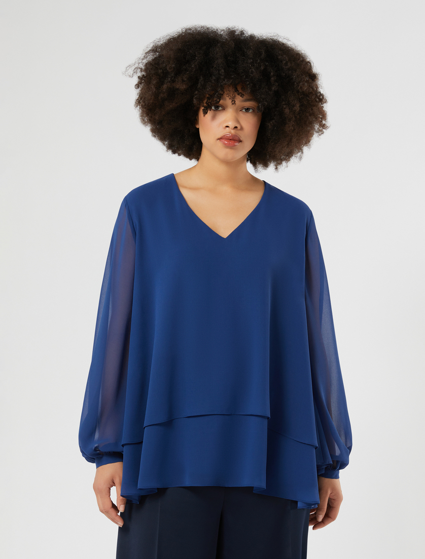 Georgette blouse - CORNFLOWER BLUE - Marina Rinaldi - 3