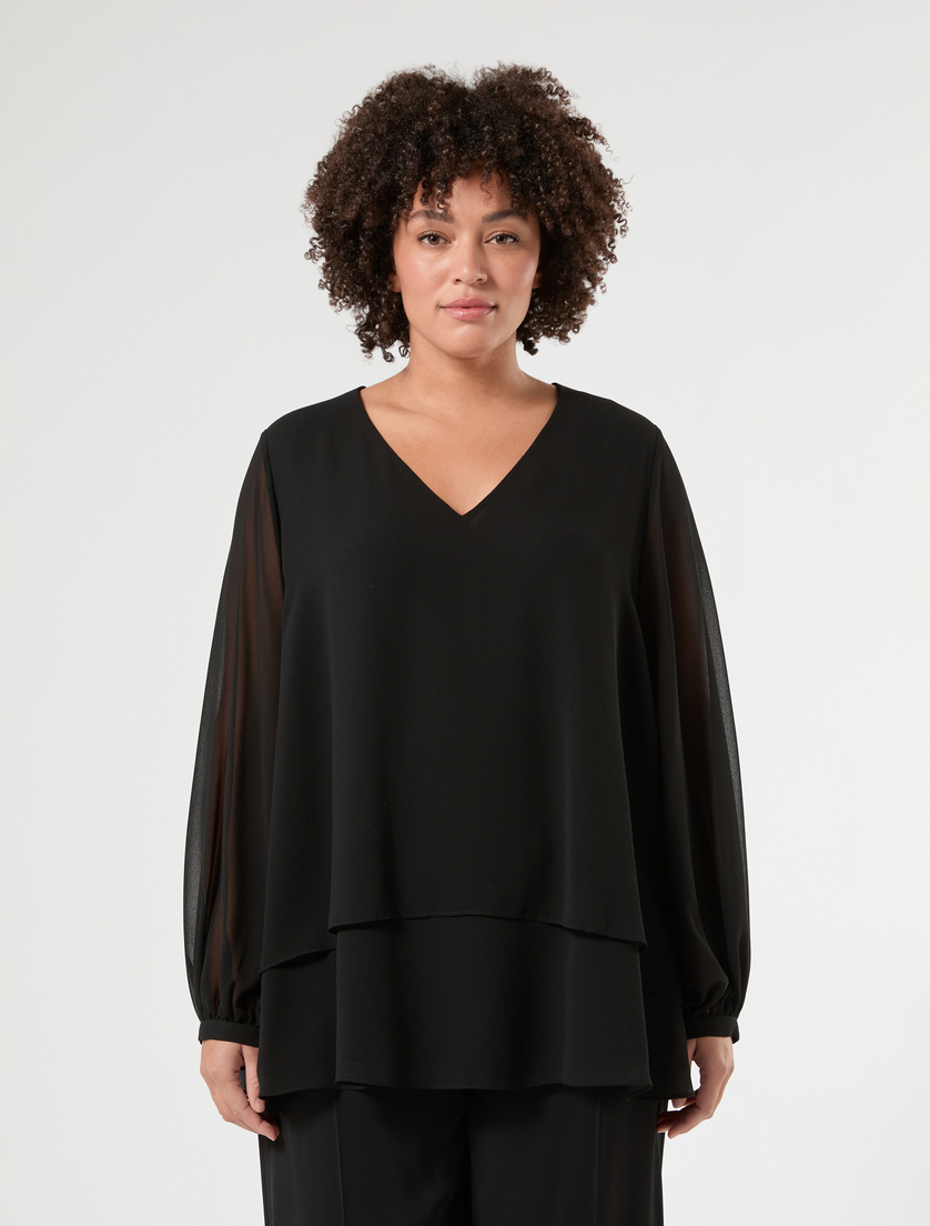 Georgette blouse - BLACK - Marina Rinaldi - 3