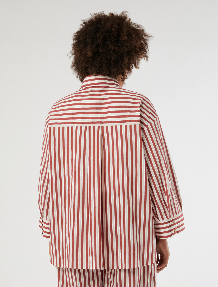 Striped cotton shirt - BORDEAUX - Marina Rinaldi - 4