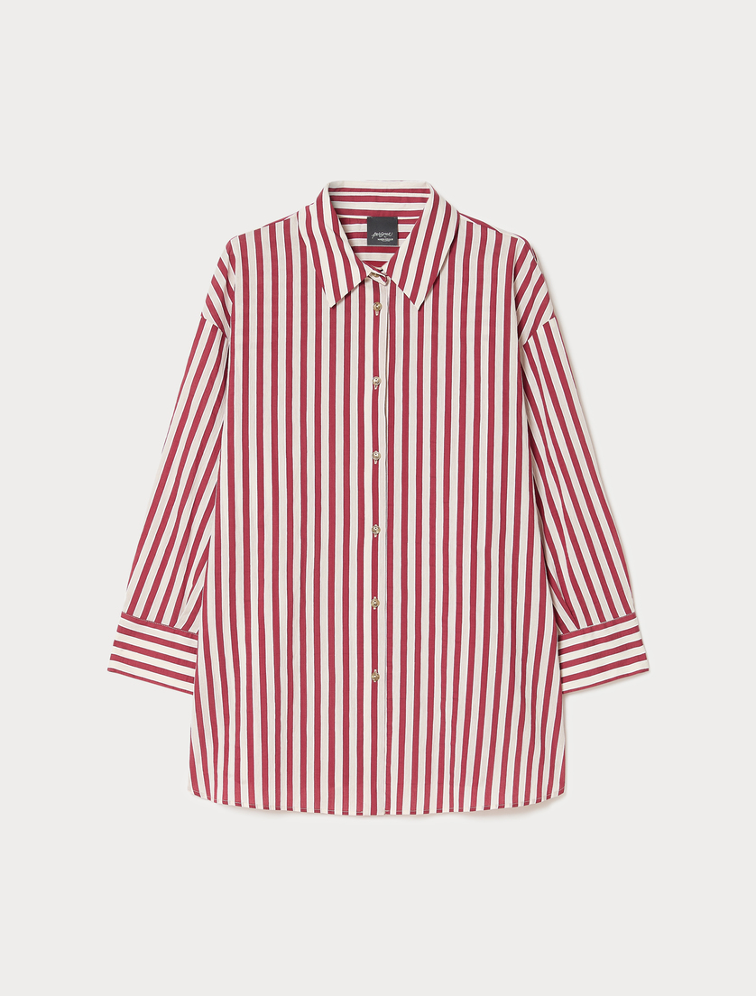 Striped cotton shirt - BORDEAUX - Marina Rinaldi