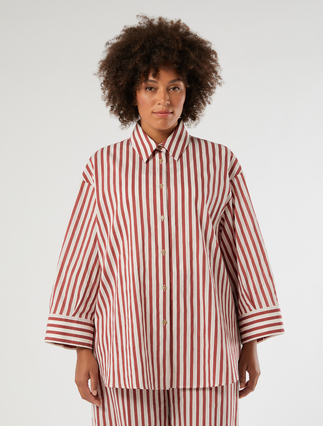 Striped cotton shirt - BORDEAUX
