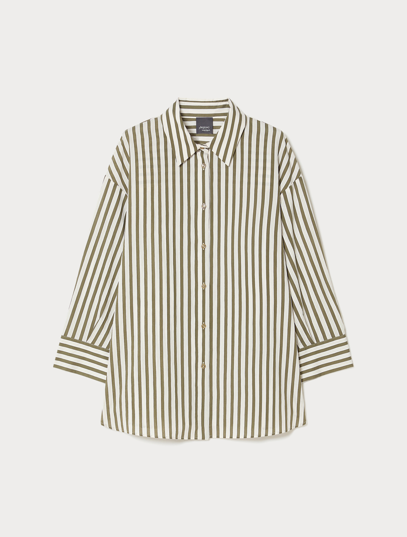 Striped cotton shirt - KAKI - Marina Rinaldi