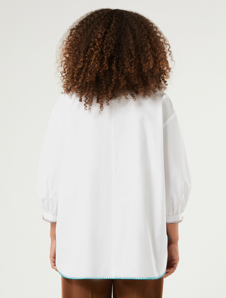 Embroidered cotton poplin blouse - OPTICAL WHITE - Marina Rinaldi - 4