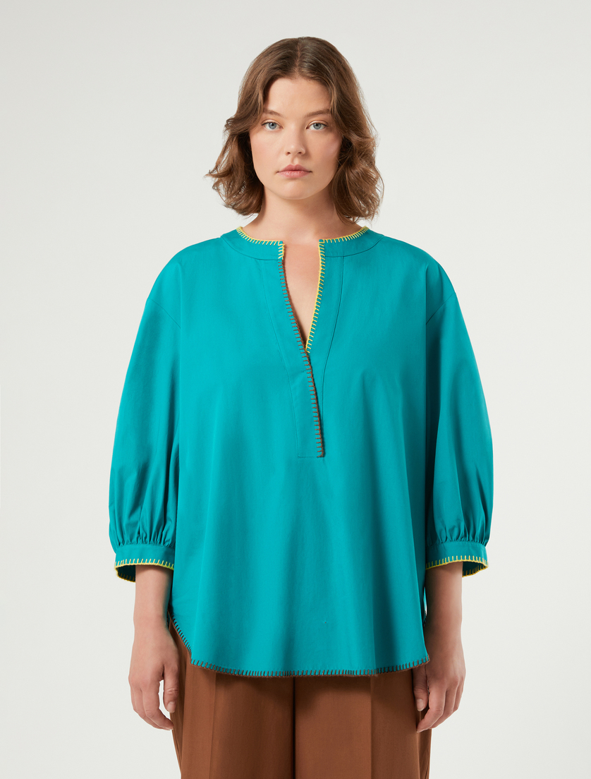Embroidered cotton poplin blouse - OIL - Marina Rinaldi - 3