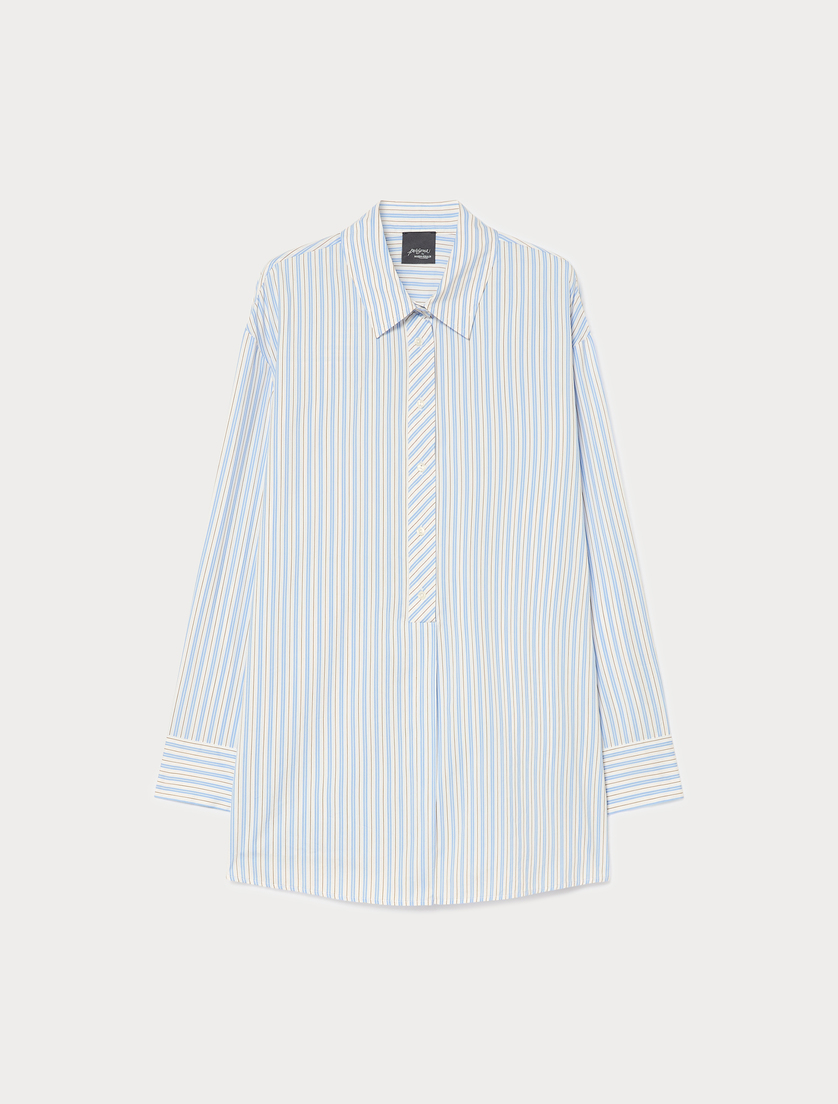 Striped cotton-blend blouse - WHITE - Marina Rinaldi