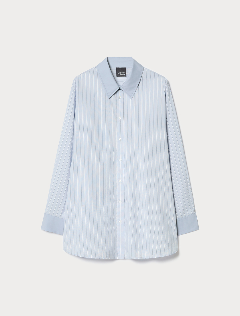 Striped cotton shirt - LIGHT BLUE - Marina Rinaldi