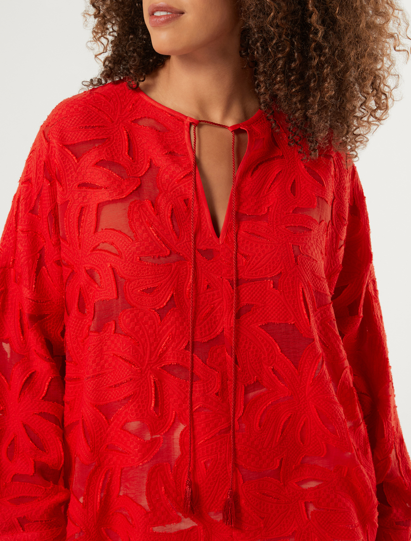 Viscose fil coupé blouse - RED - Marina Rinaldi - 5
