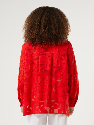 Viscose fil coupé blouse - RED - Marina Rinaldi - 4