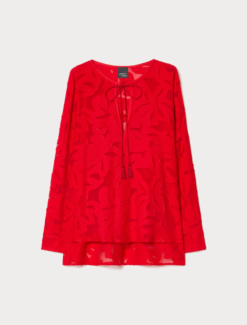 Viscose fil coupé blouse - RED - Marina Rinaldi
