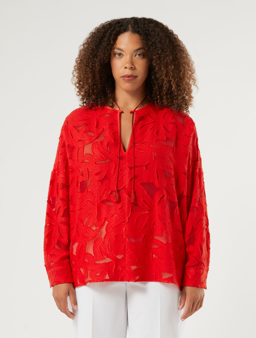 Viscose fil coupé blouse - RED - Marina Rinaldi - 3