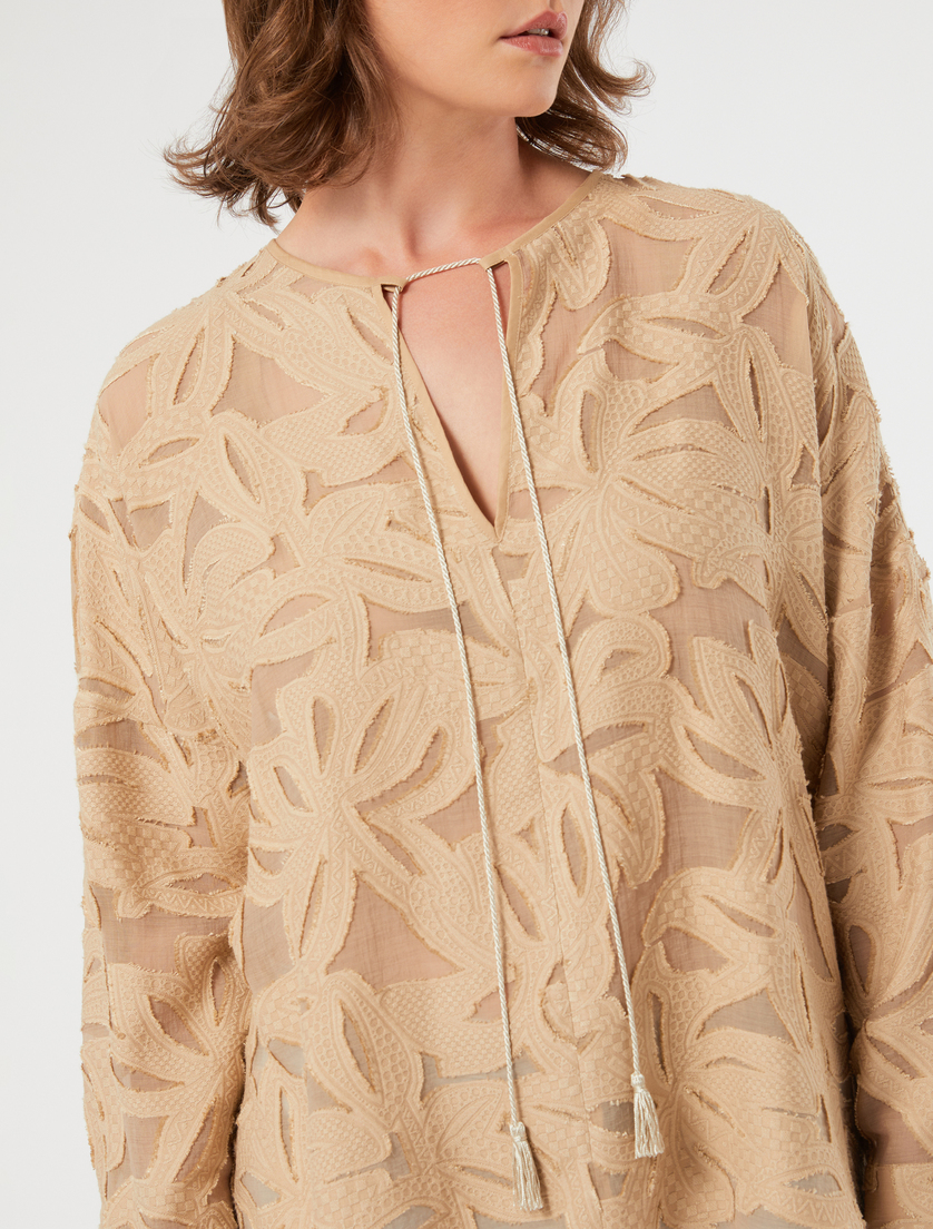Viscose fil coupé blouse - BEIGE - Marina Rinaldi - 5