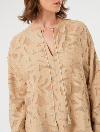 Viscose fil coupé blouse - BEIGE - Marina Rinaldi - 5