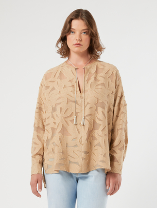 Viscose fil coupé blouse - BEIGE - Marina Rinaldi - 3