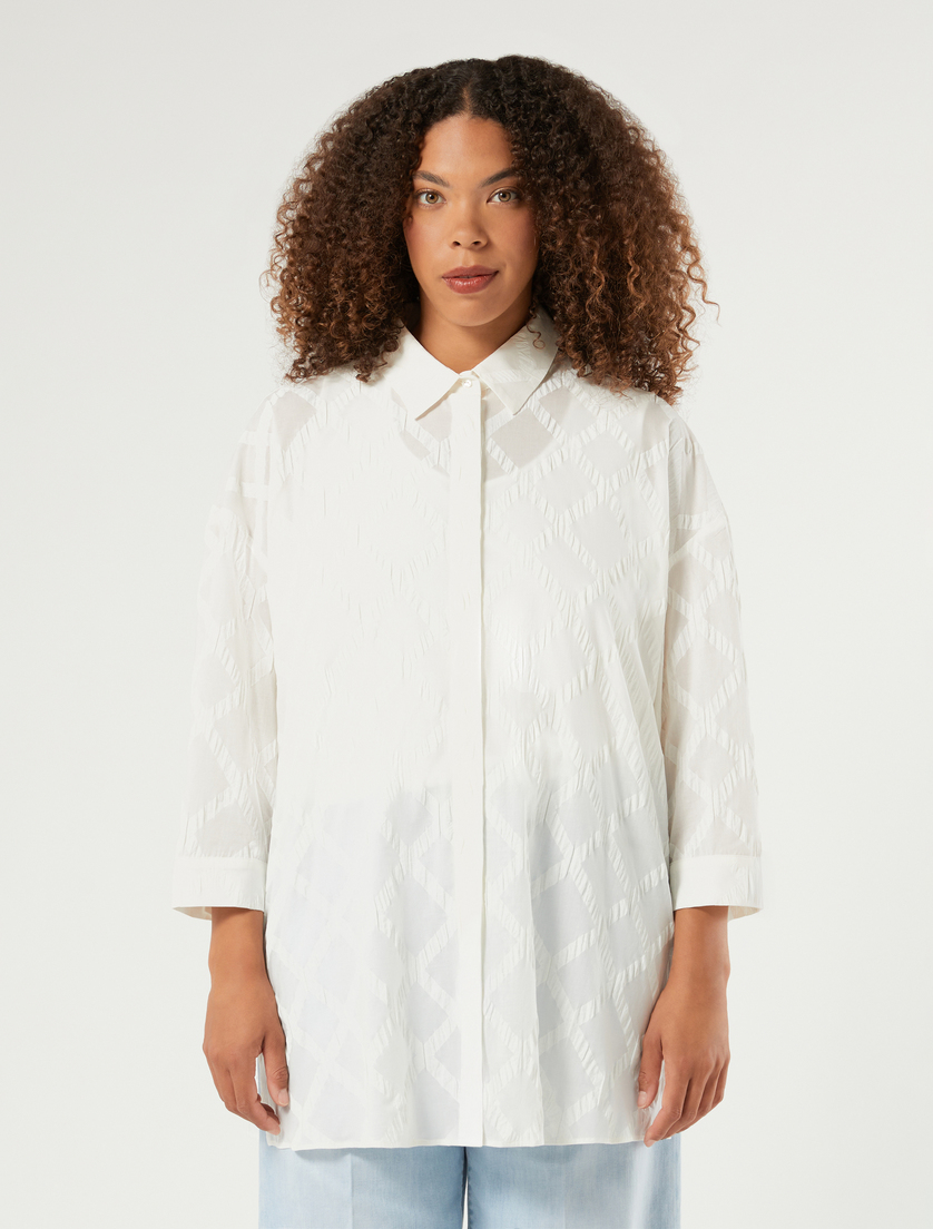 Koszula z muślinu bawełnianego - BIAŁY - Marina Rinaldi - 3