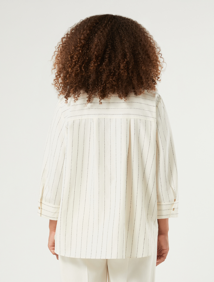 Camicia in lino e viscosa gessato - BIANCO - Marina Rinaldi - 4