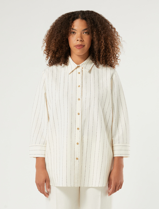 Viscose and linen canvas shirt - WHITE