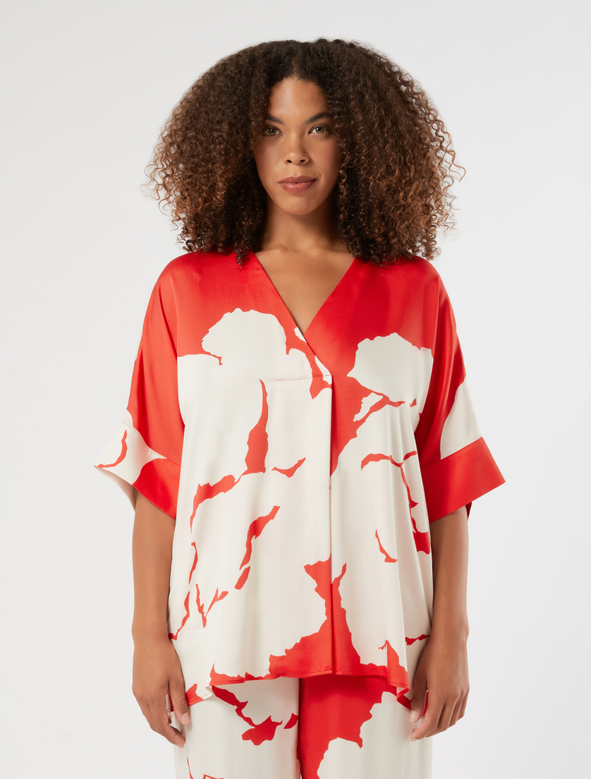 Bluse aus bedrucktem Satin - ROT - Marina Rinaldi - 3
